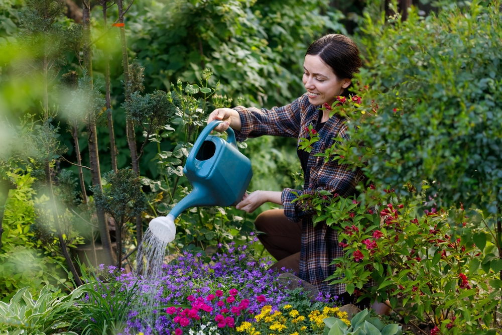 woman gardening greenery